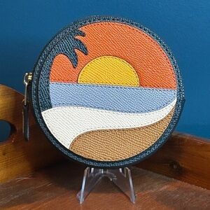 Coach Beach Postcard Circle Coin Purse C4220
